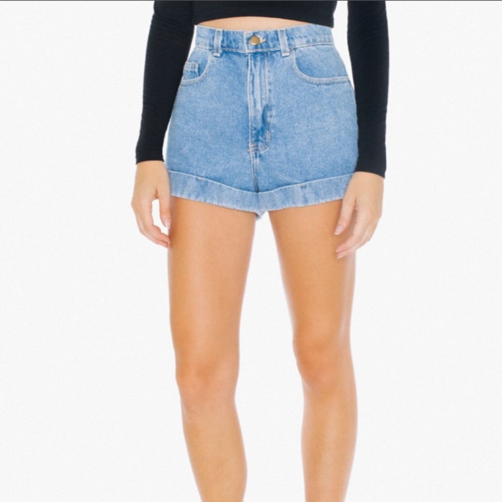 27 - American Apparel Denim High-Waist Cuff Shorts